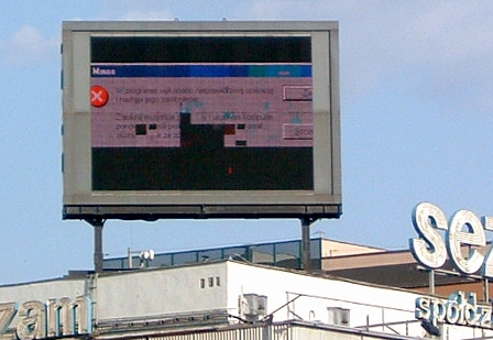 Billboard in Poland showing a Windows error